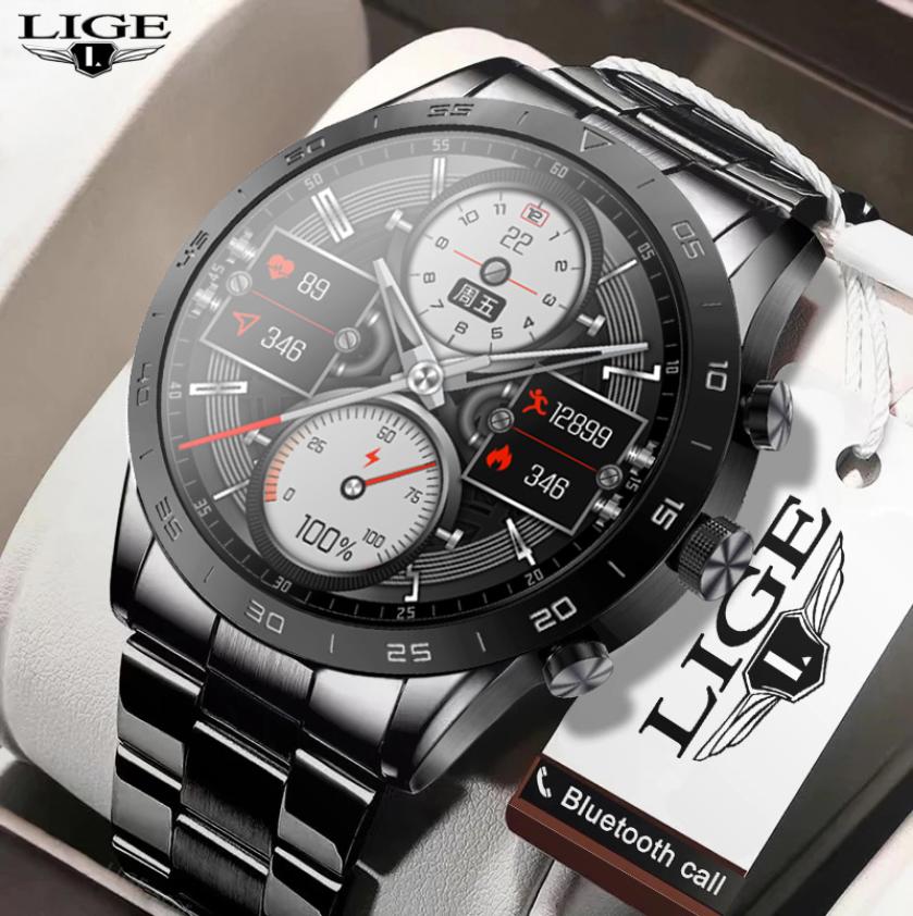 

LIGE 2022 New Bluetooth Call Smart Watch Men Sports Clock IP68 Waterproof Heart Rate Monitoring SmartWatch For IOS Android Phone3725004