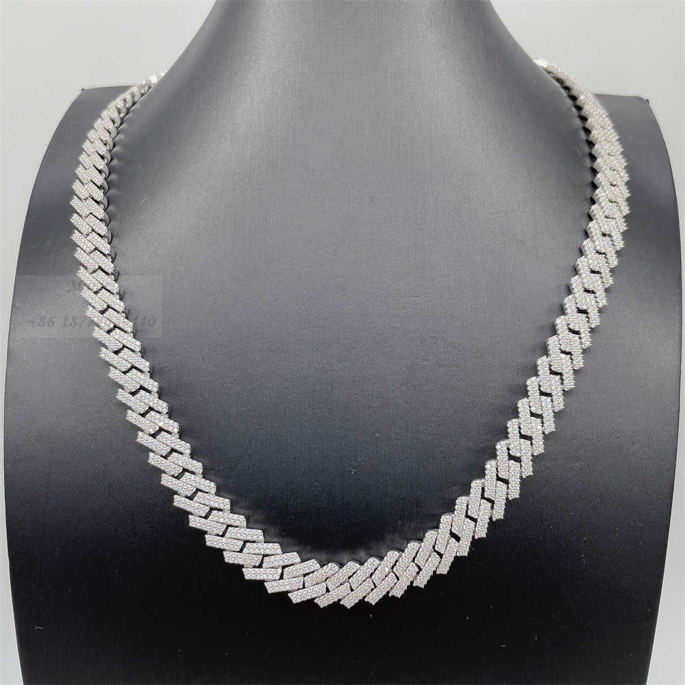 Hip Hop Bracelet Necklace Custom Jewelry S925 with Vvs Moissanite Diamond Cuban Chain 10mm Iced Out Link