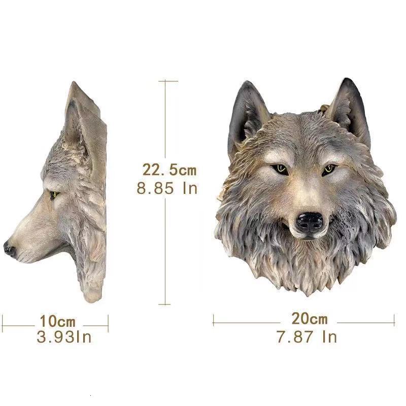Decorative Objects Figurines Resin Simulation Animal Wall Wolf Head Status Lion Figure Decor Bar Mural Sculptures Ornaments Home Accessories 230107