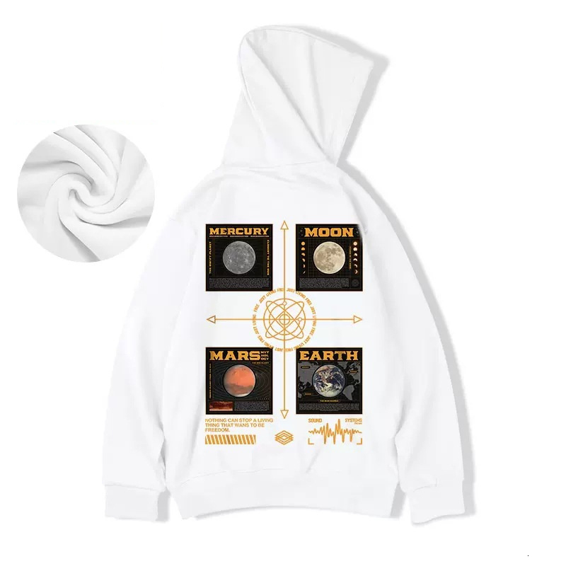 Men's Hoodies Sweatshirts Planet Graphic Loose Fleece Hooded for Men and Women Hip Hop Casual Oversized y2k Streetwear Pullover Hoody 230109Z