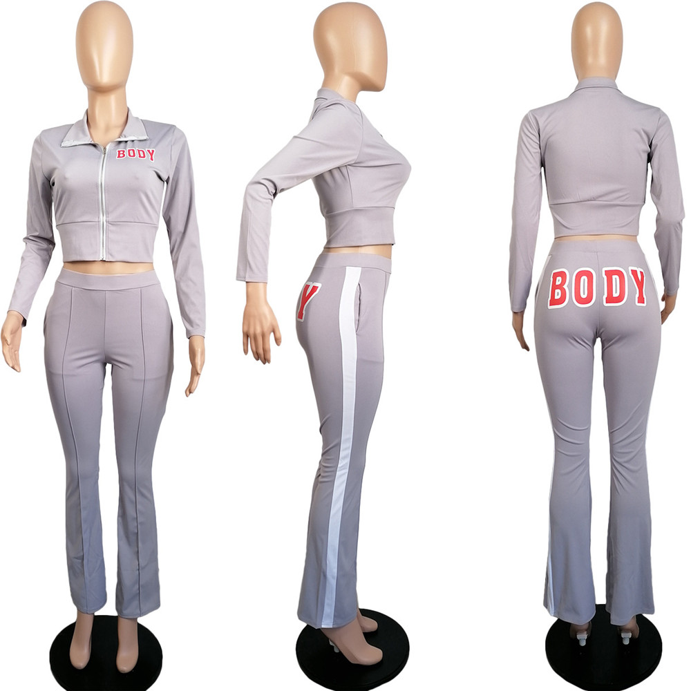 Fall Winter Clothes Women Tracksuits Plus size 2XL BODY Outfits Long Sleeve Jacket and Pants Casual Print Sportswear Outwork Sweatsuits Outdoor Jogger
