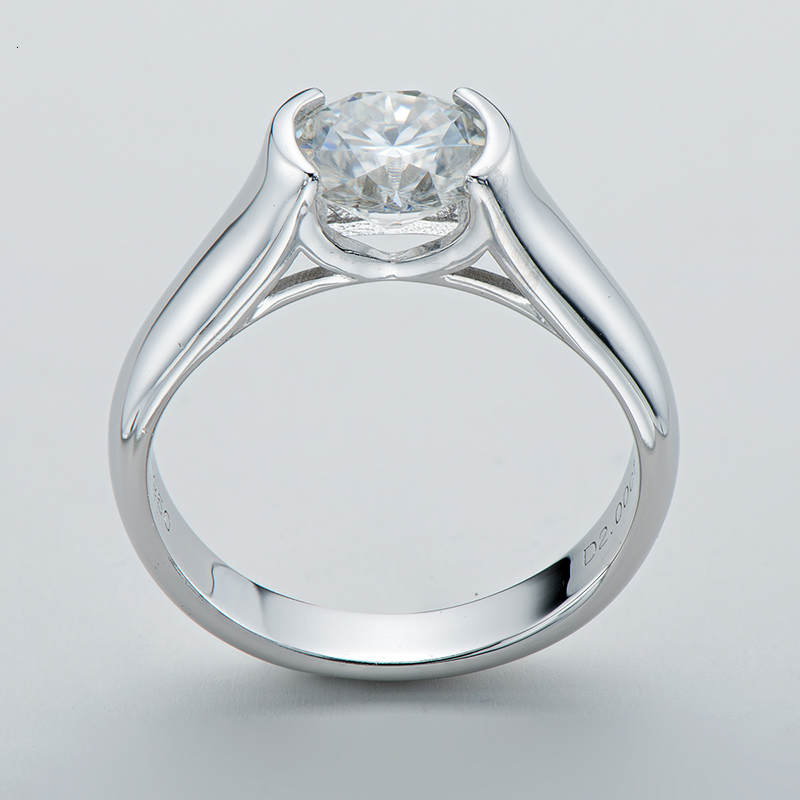 Solitaire Ring IOGOU 2ct Diamond Solitiare Engagement Rings For Women 100 925 Sterling Silver Bridal Wedding Band Bezel Setting 230109 - view 3