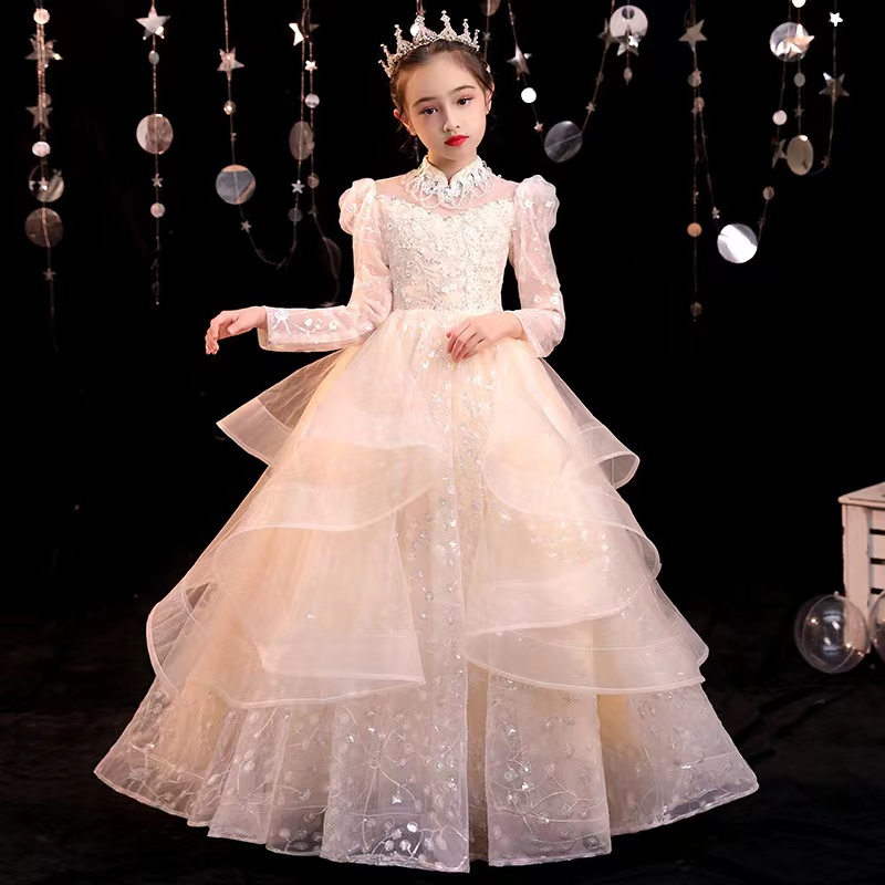 White Simple Lovely Flower Girls Dresses Jewel Long Sleeves With Applique Back Zipper Birthday Custom Made Formal Party Pageant Gowns For Kids 403 B03