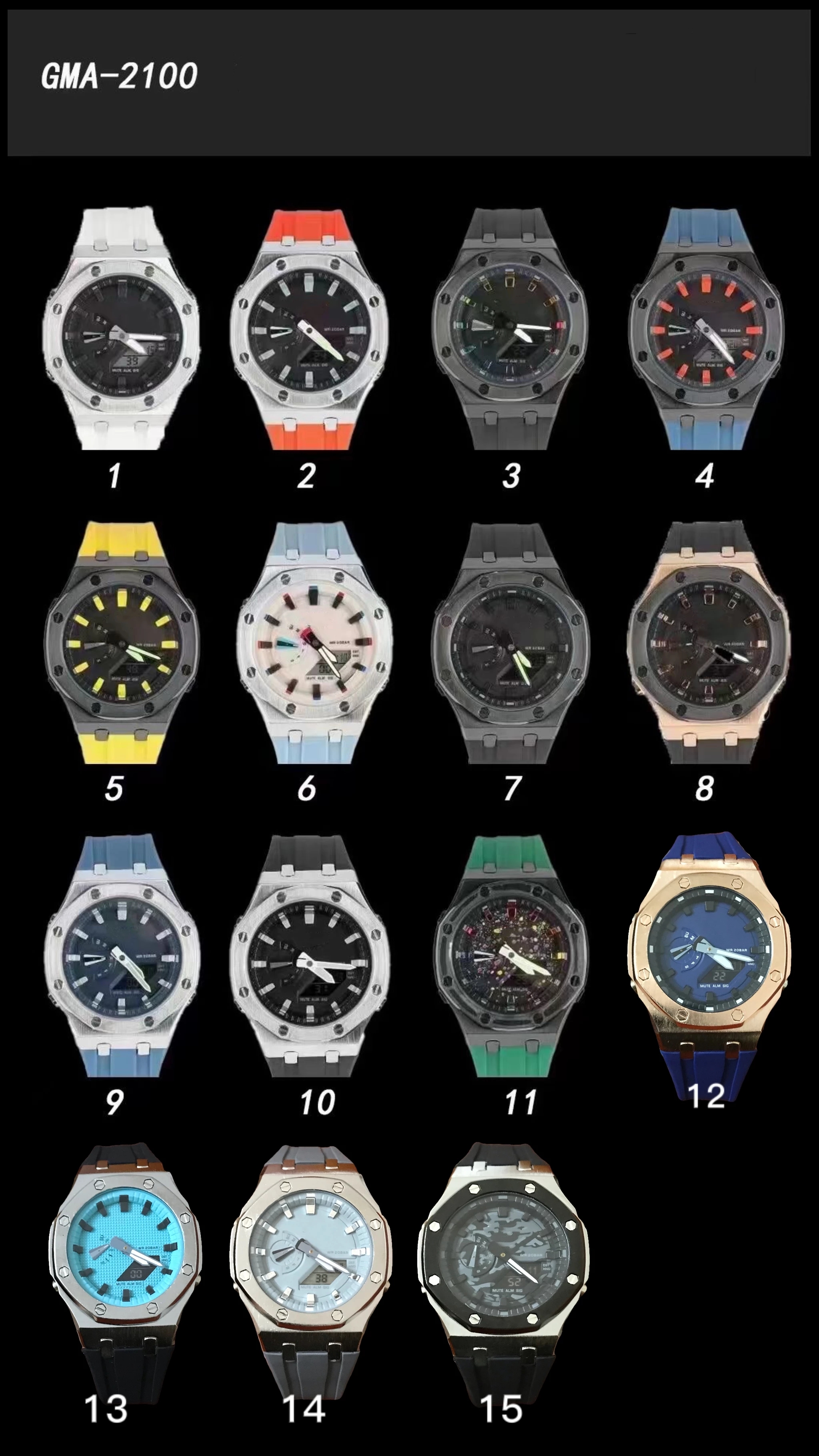 Iced Out Watch Men's sports digital 2100 watch alloy dial PU with waterproof LED world time full-function oak series
Iced Out Watch Men's sports digital 2100 watch alloy dial PU with waterproof LED world time full-function oak series