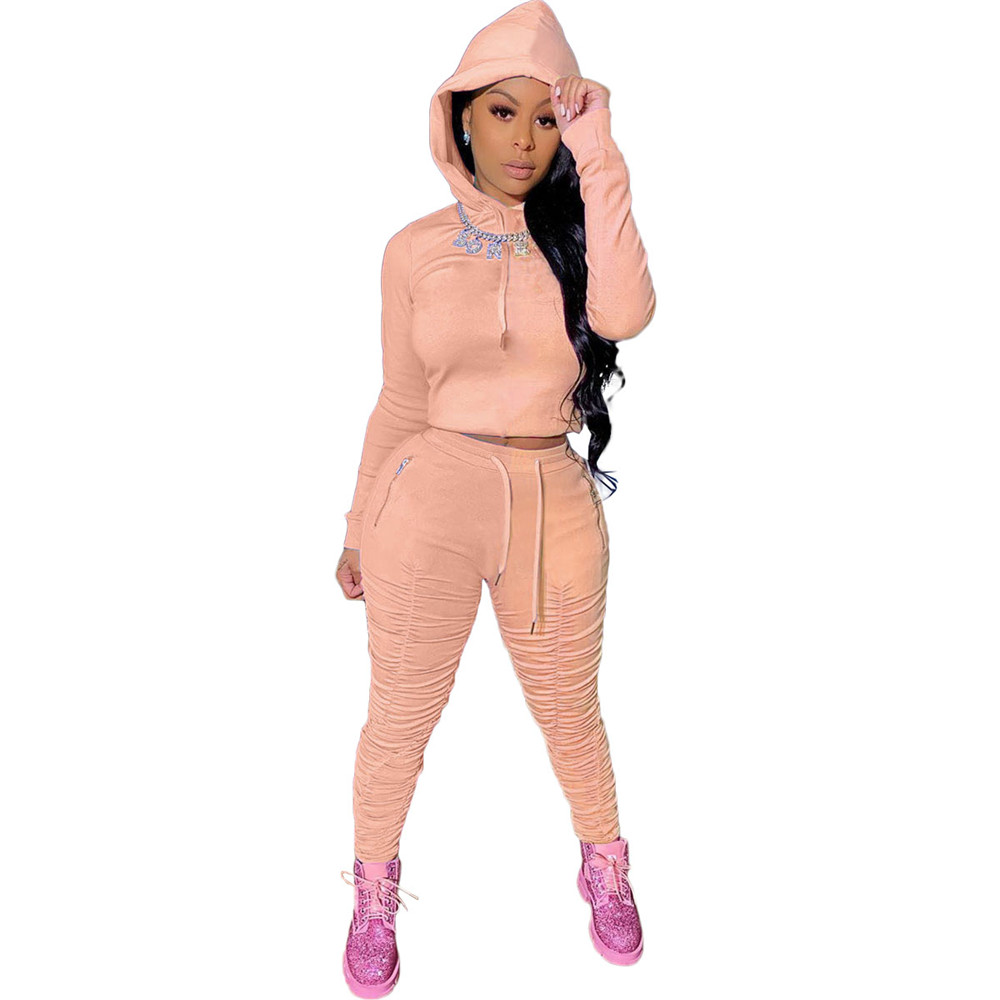 Fall Winter Jogger Suits Women Tracksuits Long Sleeve Pullover Hooded Hoodie And Pants Two Piece Sets Matching Sweatsuits Casual Sportswear Clothing 8
