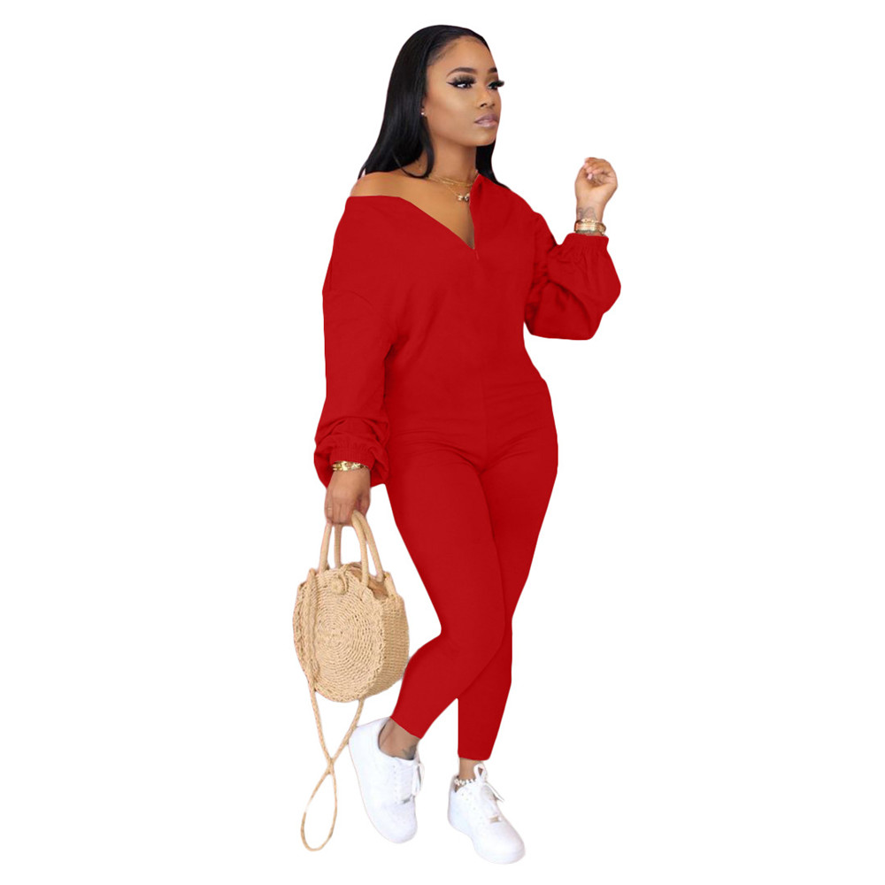 Wholesale Jumpsuits Women Fall Winter Clothes Bodycon Rompers Long Sleeve Solid Jumpsuits One Piece Outfits Skinny Overalls Loose Pnats Casual Streetw
