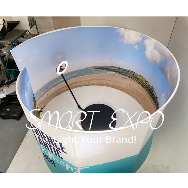 360 Photo Booth Enclosure Advertising Display Customizable Photobooth Backdrop with Double Custom Artworks Printing