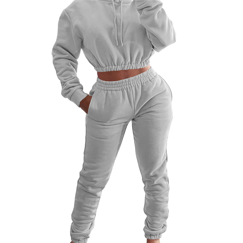 Wholesale Fleece Tracksuits Women Jogger Suits Fall Winter Clothes Long Sleeve Hooded Hoodie and Pants Two Piece Set Casual Sweatsuits Black Sportswea