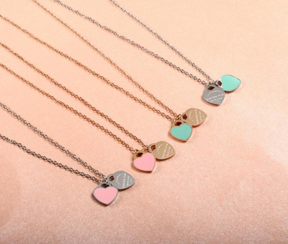 Chains Fashion PinkBlue Enamel Double Heart Pendant Necklace For Women Girls Luxury Stainless Steel Chain Friendship Fine Jewelry9266627
Chains Fashion PinkBlue Enamel Double Heart Pendant Necklace For Women Girls Luxury Stainless Steel Chain Friendship Fine Jewelry9266627