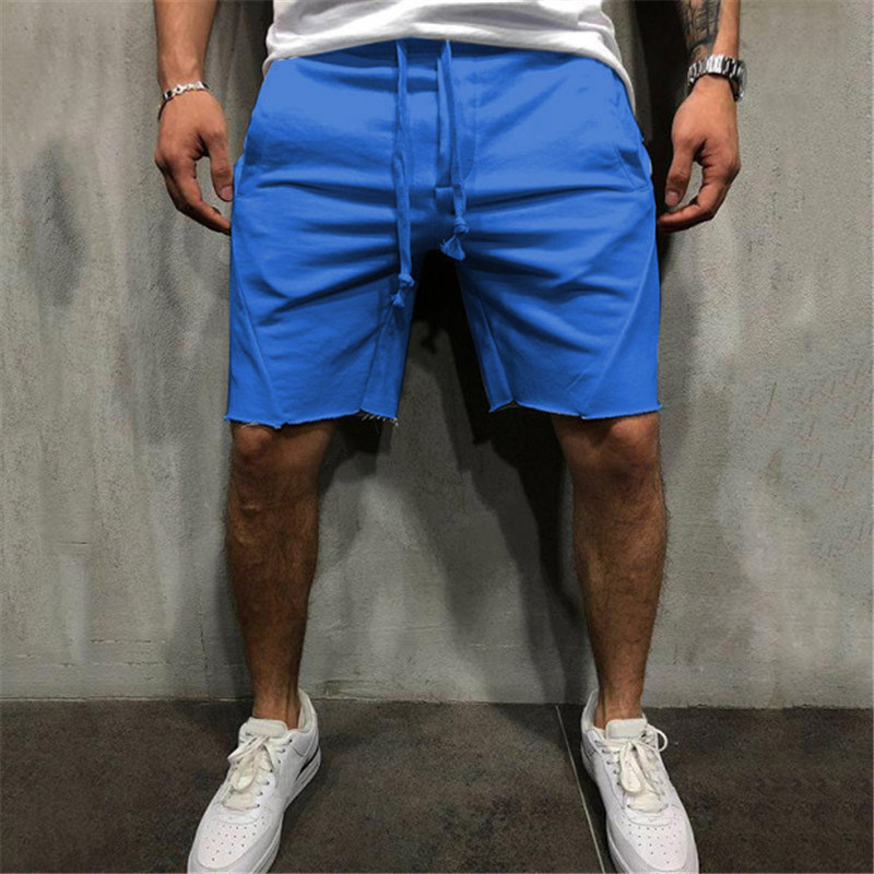 Men's Shorts Wild Style Solid Color Ripped Short Pants Jogger Workout 230110