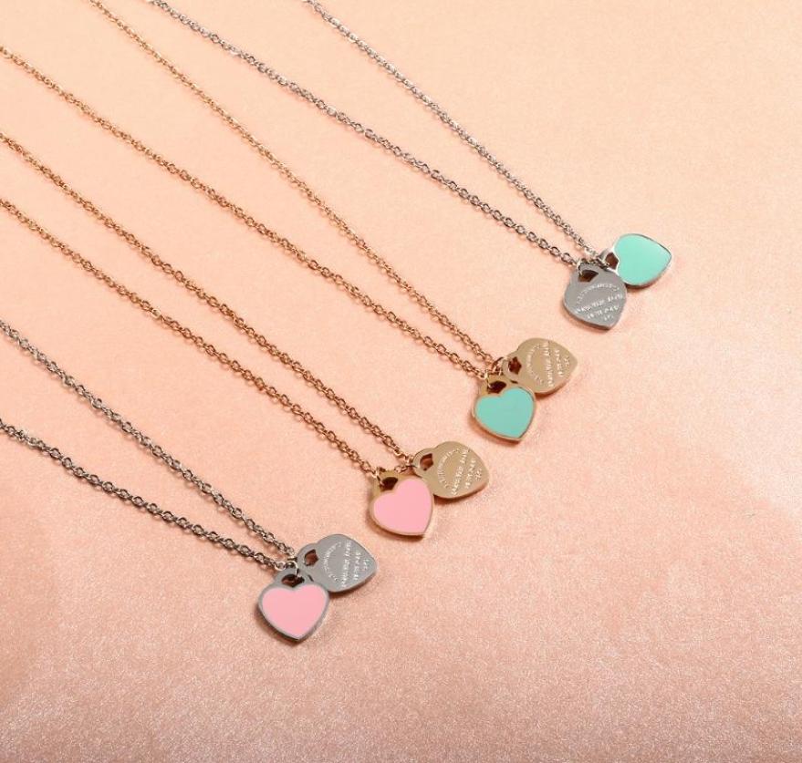 Chains Fashion PinkBlue Enamel Double Heart Pendant Necklace For Women Girls Luxury Stainless Steel Chain Friendship Fine Jewelry1376223
Chains Fashion PinkBlue Enamel Double Heart Pendant Necklace For Women Girls Luxury Stainless Steel Chain Friendship Fine Jewelry1376223