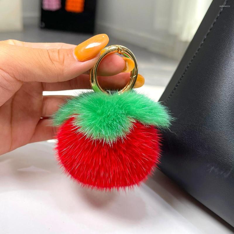 Keychains Keychains Real Persimmon Pendant Keychain Women Cute Toy Handbag Car Key Ornaments Girl Trinket Gift Accessories Ring R250728