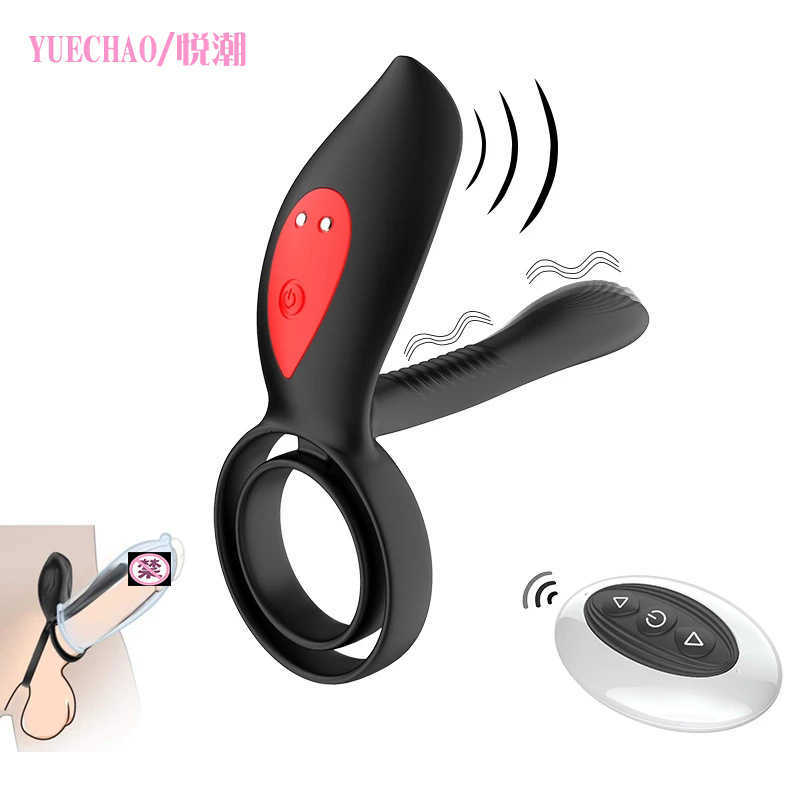 Massager sex toy s vibrator penis ring Penis vibrating with double circle nipple erection vaginal clitoris stimulating orgasm adult