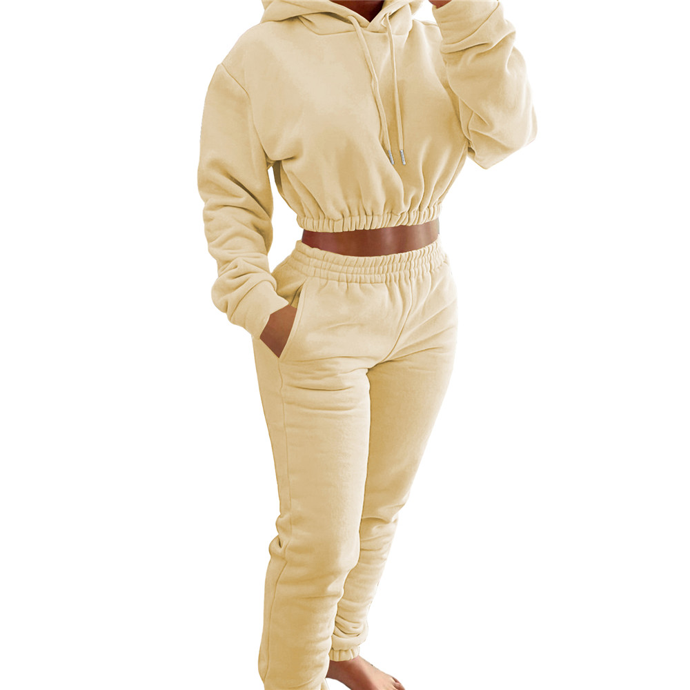 Wholesale Fleece Tracksuits Women Jogger Suits Fall Winter Clothes Long Sleeve Hooded Hoodie and Pants Two Piece Set Casual Sweatsuits Black Sportswea