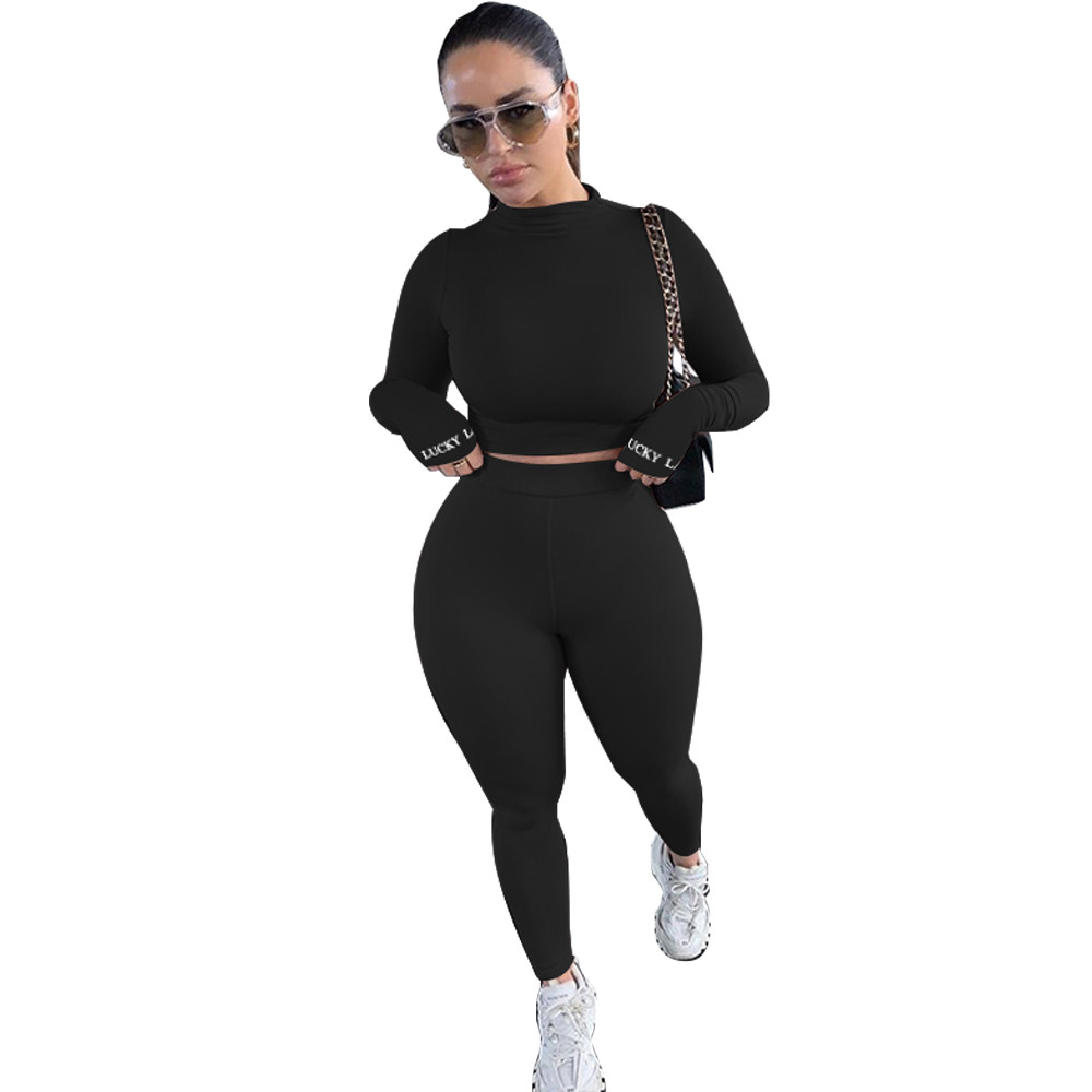 Plus size 3XL Fall Winter Tracksuits Women Outfits Two Piece Sets Long Sleeve Pullover Shirt and Pants Sportswear Casual Embroidery Lucky Label Sports