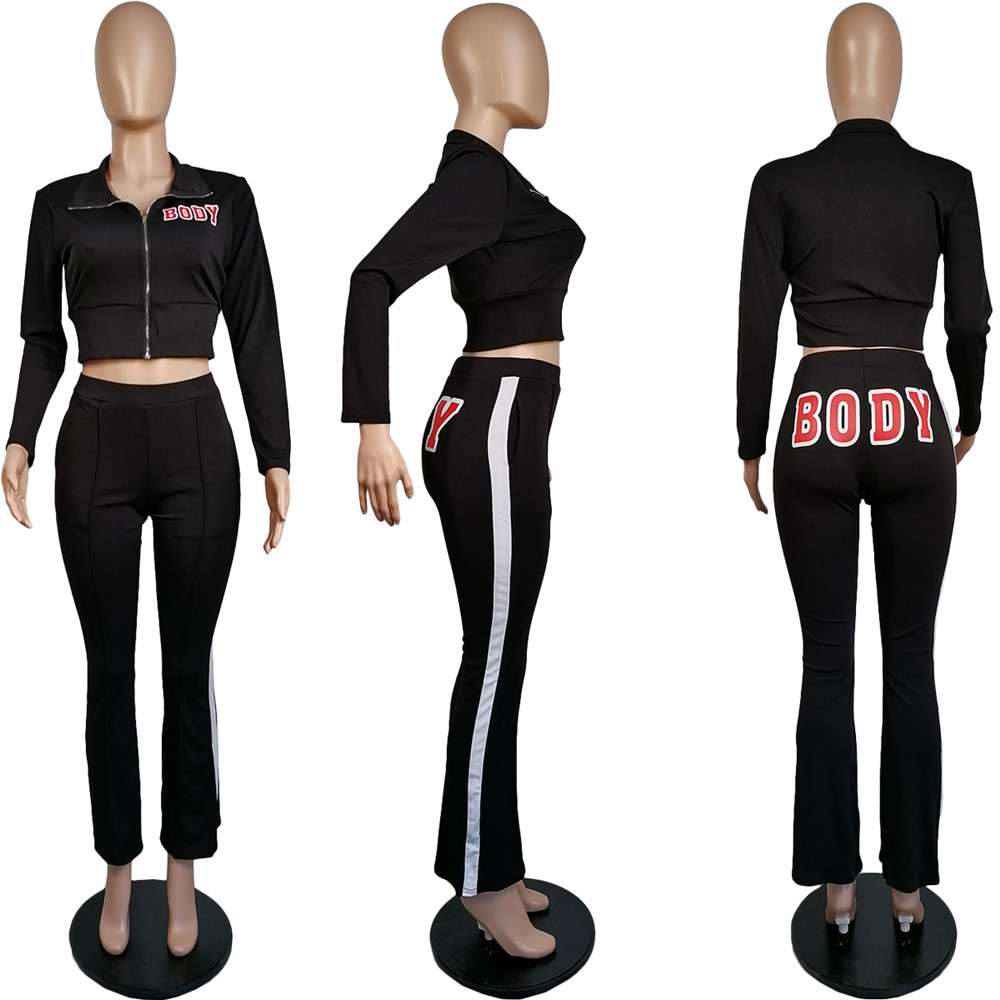 Fall Winter Clothes Women Tracksuits Plus size 2XL BODY Outfits Long Sleeve Jacket and Pants Casual Print Sportswear Outwork Sweatsuits Outdoor Jogger