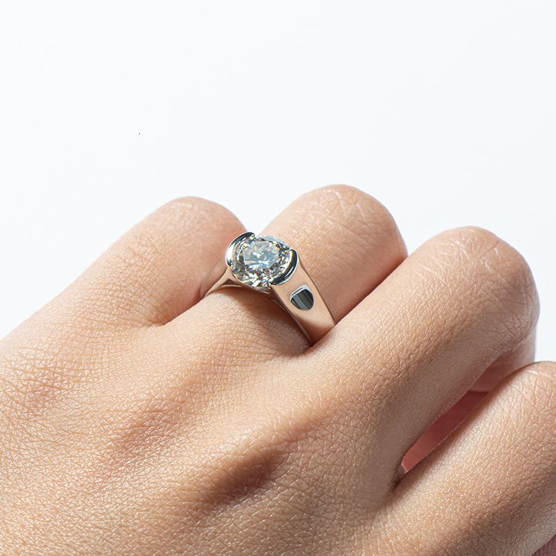Solitaire Ring IOGOU 2ct Diamond Solitiare Engagement Rings For Women 100 925 Sterling Silver Bridal Wedding Band Bezel Setting 230109 - view 5