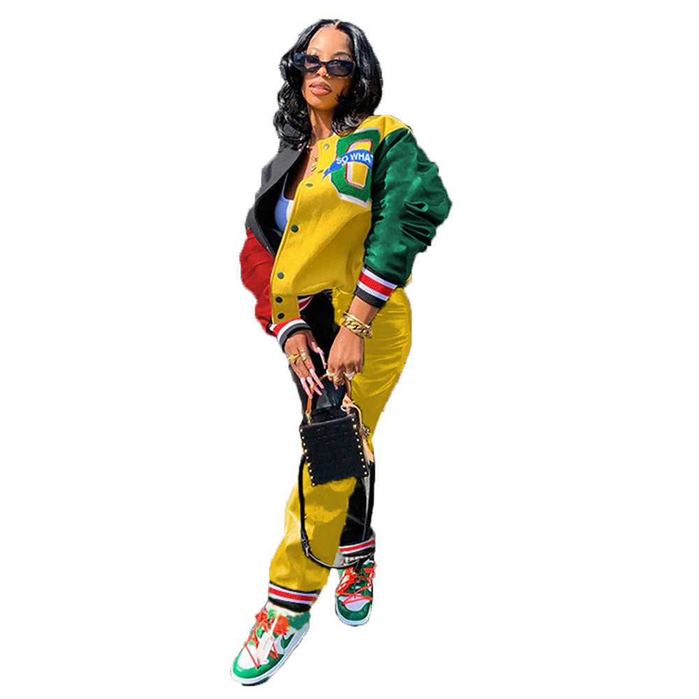 Wholesale Baseball Uniform Tracksuits Women Two Piece Sets Fall Winter Outfits Long Sleeve Jacket and Pants Sportswear Outwork Sweatsuits Sports Suits