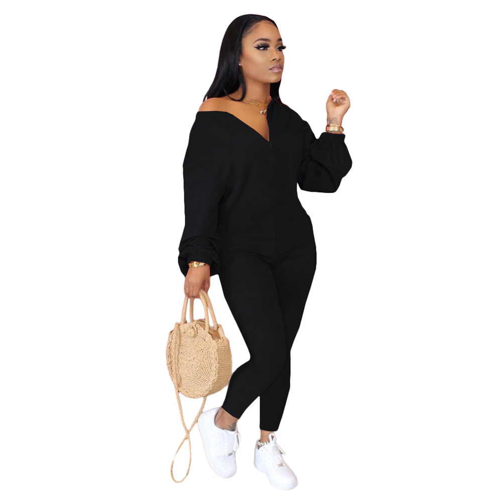 Wholesale Jumpsuits Women Fall Winter Clothes Bodycon Rompers Long Sleeve Solid Jumpsuits One Piece Outfits Skinny Overalls Loose Pnats Casual Streetw
