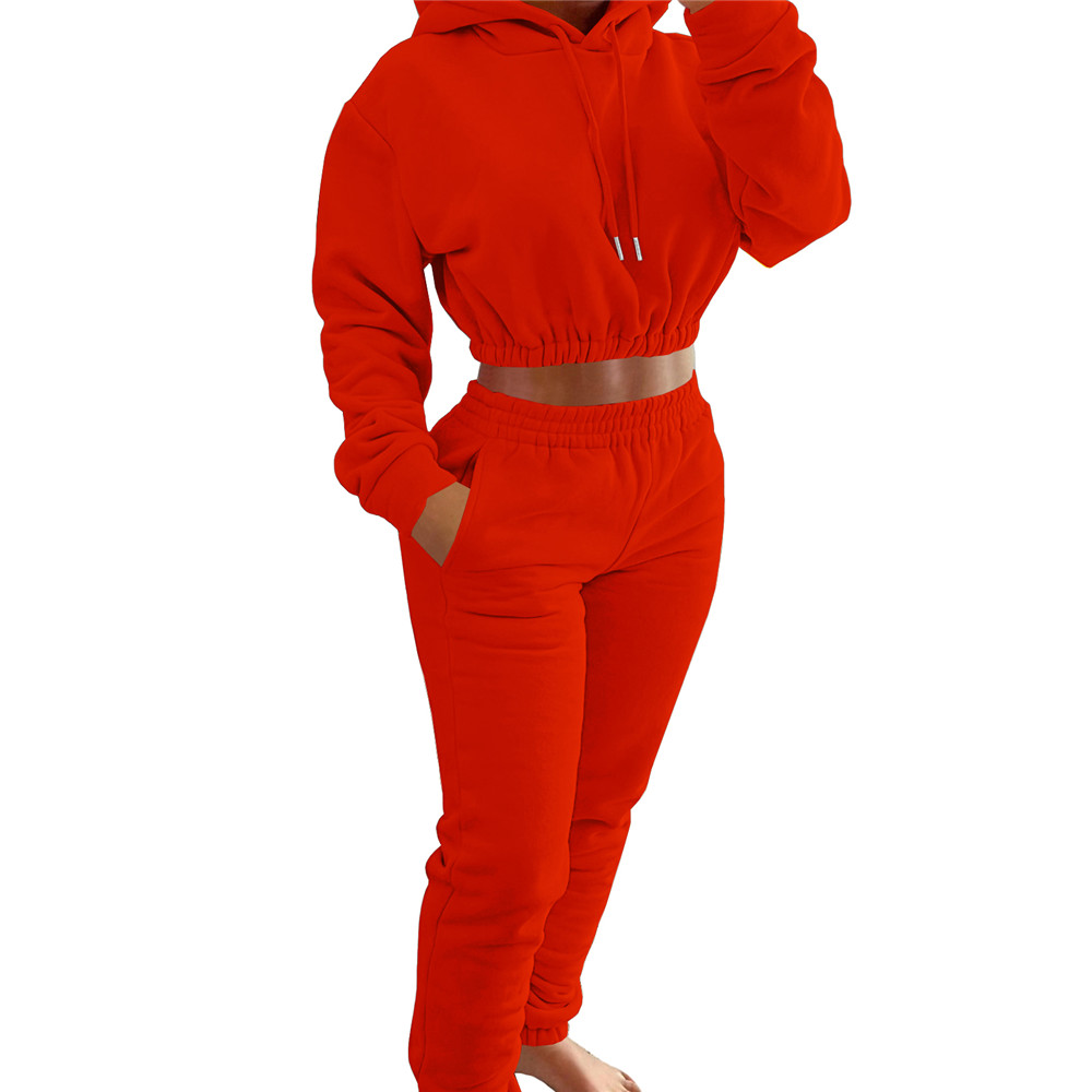 Wholesale Fleece Tracksuits Women Jogger Suits Fall Winter Clothes Long Sleeve Hooded Hoodie and Pants Two Piece Set Casual Sweatsuits Black Sportswea