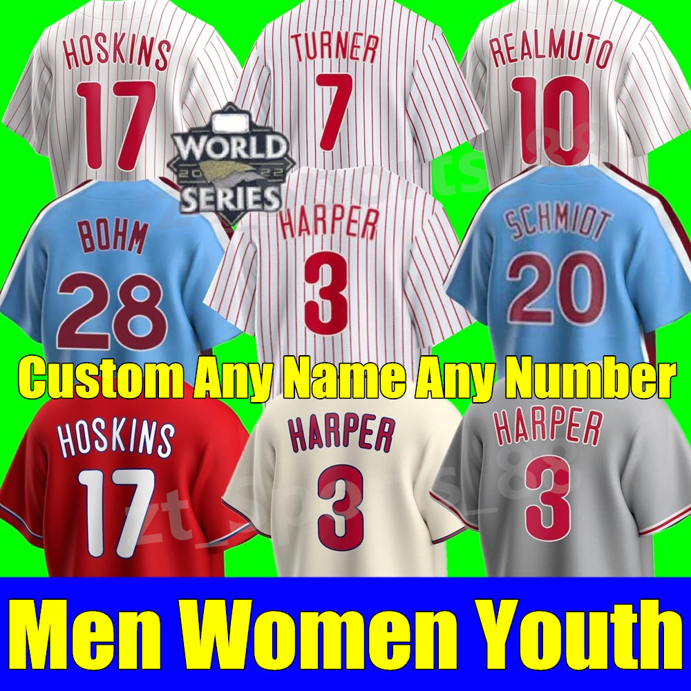 New Custom S-4XL 2023 Baseball Jerseys Men Women youth BRYCE HARPE TREA TURNER PHILADELPHIA RHYS HOSKINS JT REALMUTO PHILLIES SCHWARBER KYLE SCHWARBER Stitch jersey