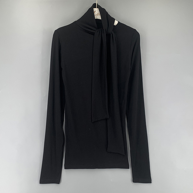 Women's TShirt Solid Basic Long Sleeve Womens Tshirt Casual Black White Slim Fashion Off Shoulder Top T Ladies Korean Tee 230110