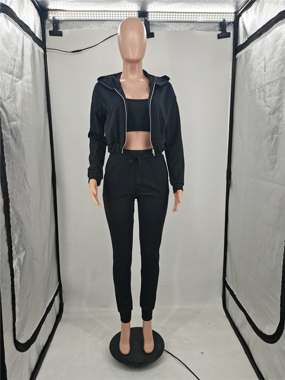 Fall Winter Tracksuits 3 Pieces Sets Women Long Sleeve Sweatsuits Casual Hooded Jacket Vest and Pants Matching Set Casual Sports Suits Solid Sportswea