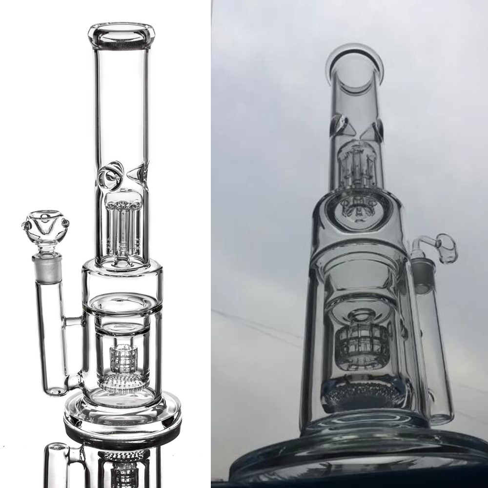 Straight Tube Glass Bong Bubblers Matrix Tire Perc Hookahs Thick Arm Tree Percolator Oil Rig Water Pipes