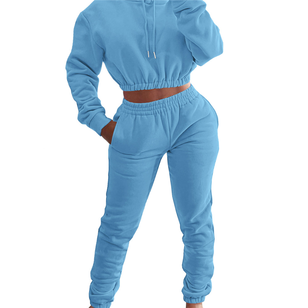 Wholesale Fleece Tracksuits Women Jogger Suits Fall Winter Clothes Long Sleeve Hooded Hoodie and Pants Two Piece Set Casual Sweatsuits Black Sportswea