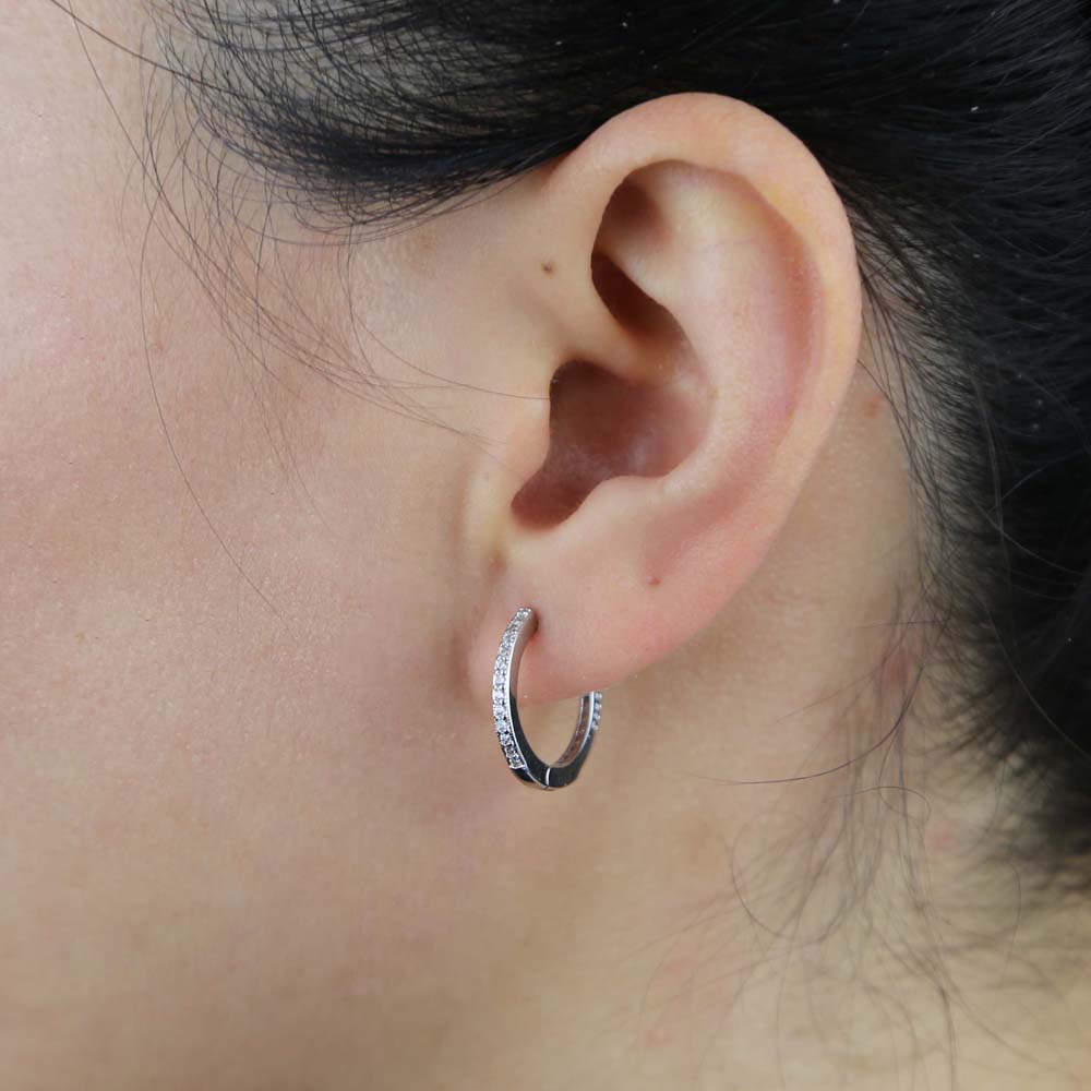 Elegant Gold-Tone Silver-CZ Pendant Huggies | Tiny Studs from 5mm up to 13mm Diameter