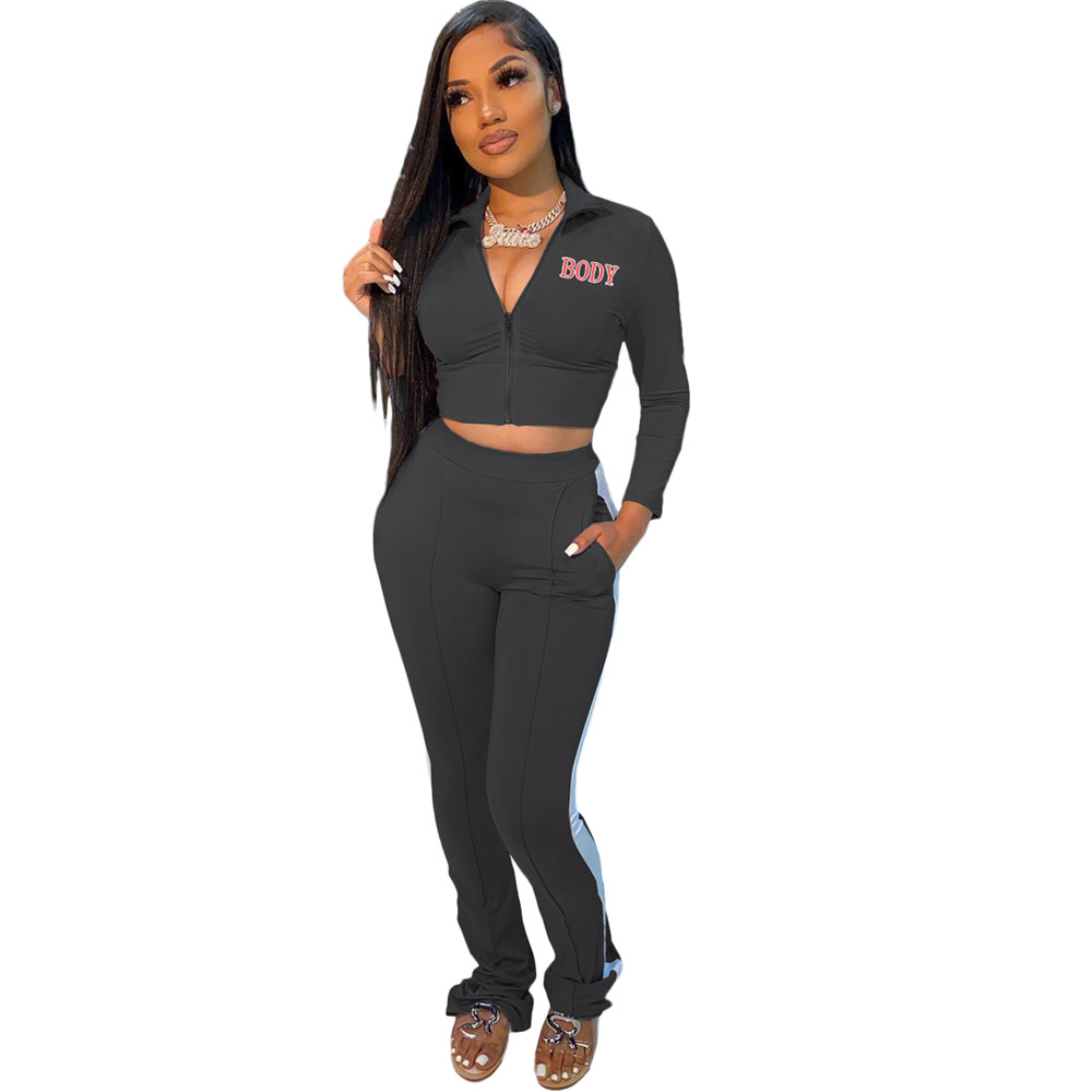 Fall Winter Clothes Women Tracksuits Plus size 2XL BODY Outfits Long Sleeve Jacket and Pants Casual Print Sportswear Outwork Sweatsuits Outdoor Jogger