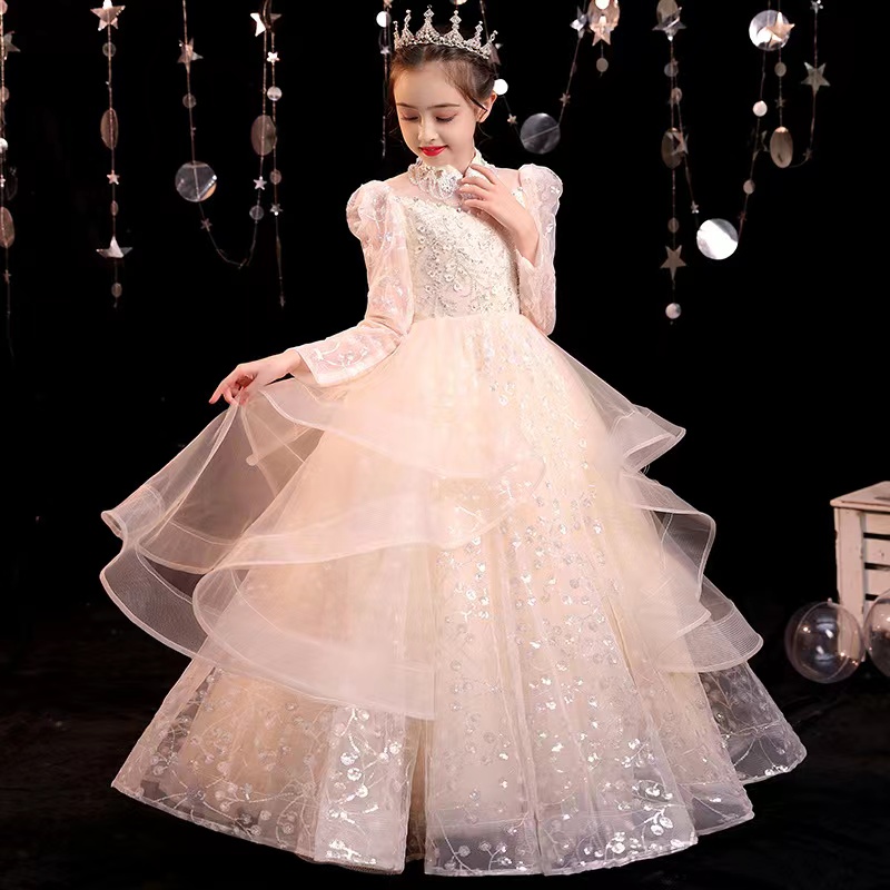 White Simple Lovely Flower Girls Dresses Jewel Long Sleeves With Applique Back Zipper Birthday Custom Made Formal Party Pageant Gowns For Kids 403 B03