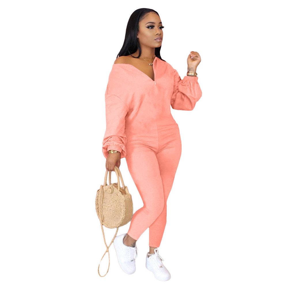 Wholesale Jumpsuits Women Fall Winter Clothes Bodycon Rompers Long Sleeve Solid Jumpsuits One Piece Outfits Skinny Overalls Loose Pnats Casual Streetw