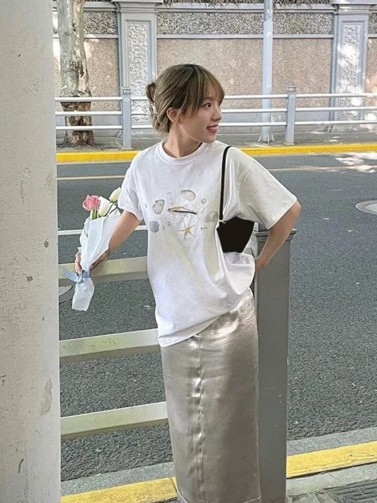 Women's TShirt KOSAHIKI Korean Fashion Animal Printed Short Sleeve Tshirt Japanese Grunge Tee Shirts Summer Fairycore Graphic T Vintage 230130