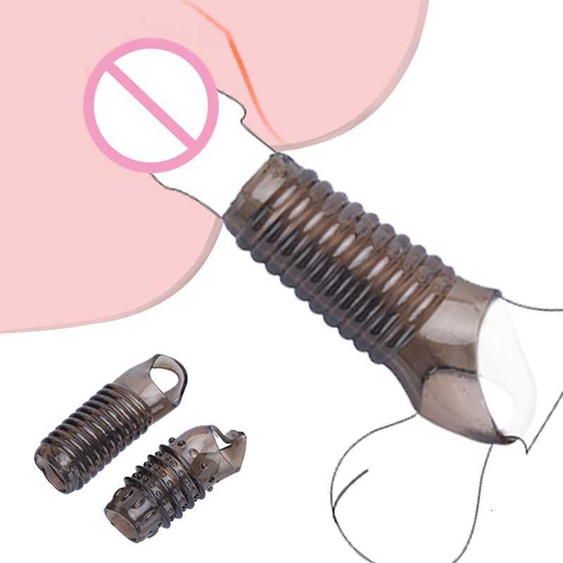Toy Sex Massager Vibrator Silicone Reusable Penis Sleeve Flexible Glans Enlarger Extender Delay Ejaculation Cock Ring Adult Toys For Men Couples