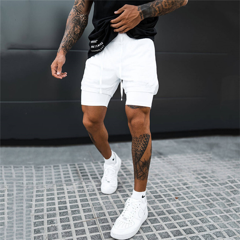 Men's Shorts Fitness Bodybuilding Gyms Workout Male Breathable 2 In 1 Doubledeck Quick Dry Sportswear Jogger Beach 230130
