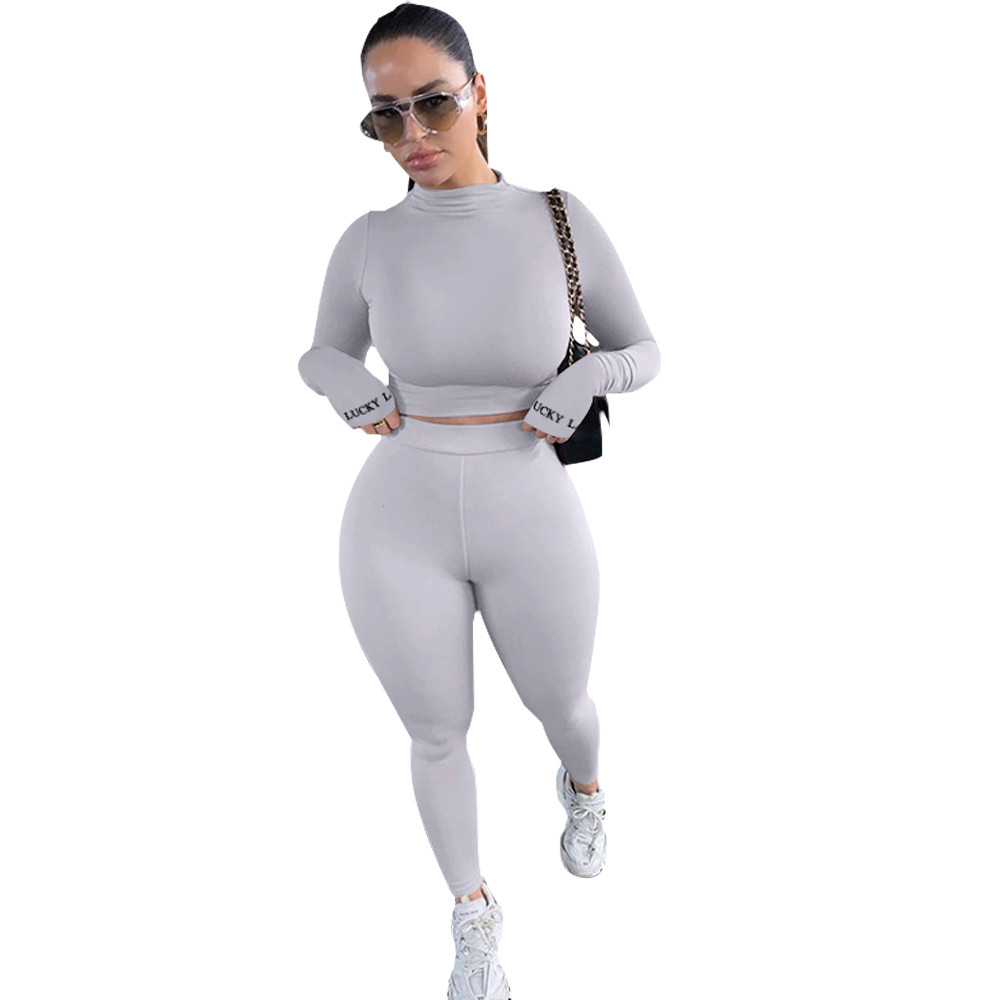 Plus size 3XL Fall Winter Tracksuits Women Outfits Two Piece Sets Long Sleeve Pullover Shirt and Pants Sportswear Casual Embroidery Lucky Label Sports