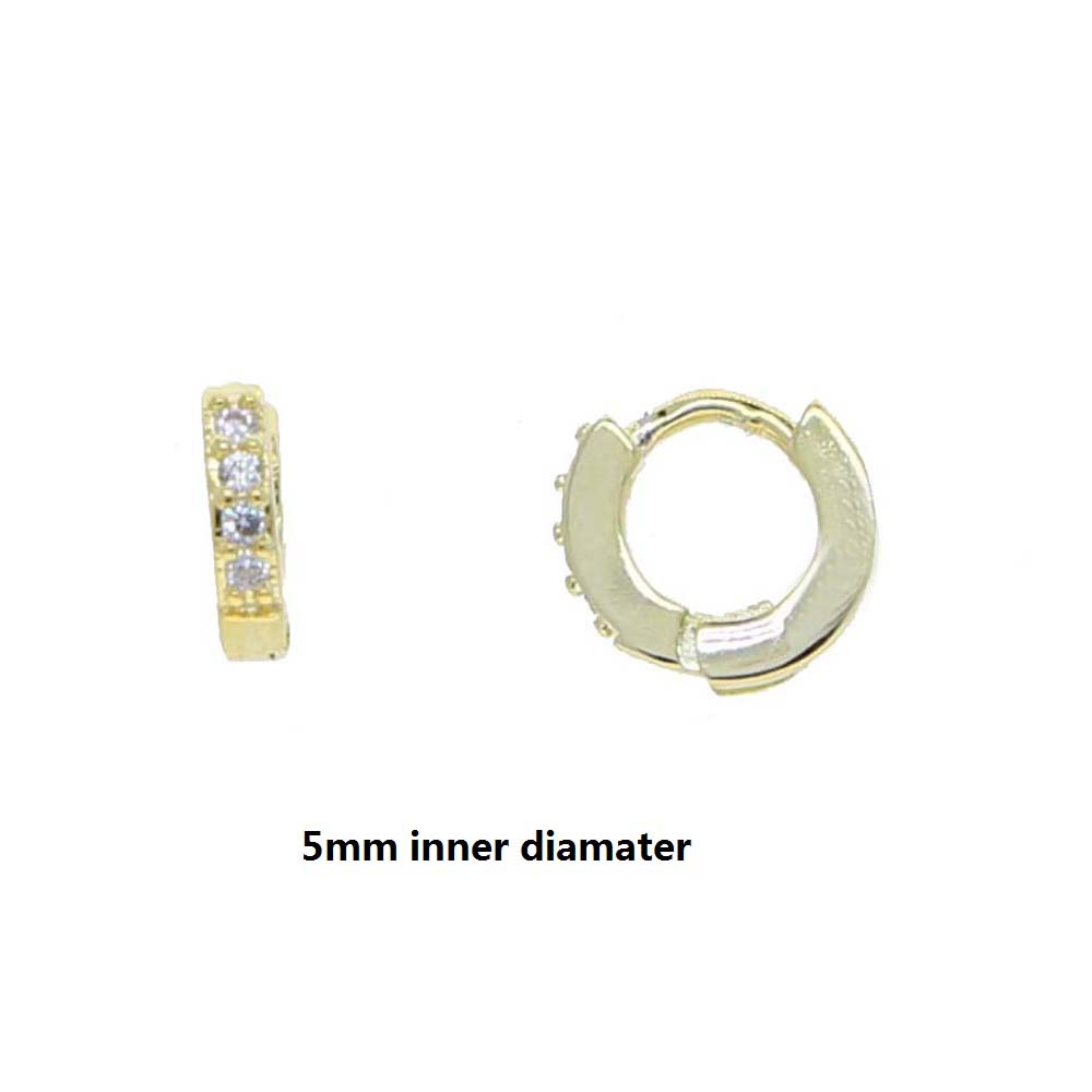 Elegant Gold-Tone Silver-CZ Pendant Huggies | Tiny Studs from 5mm up to 13mm Diameter