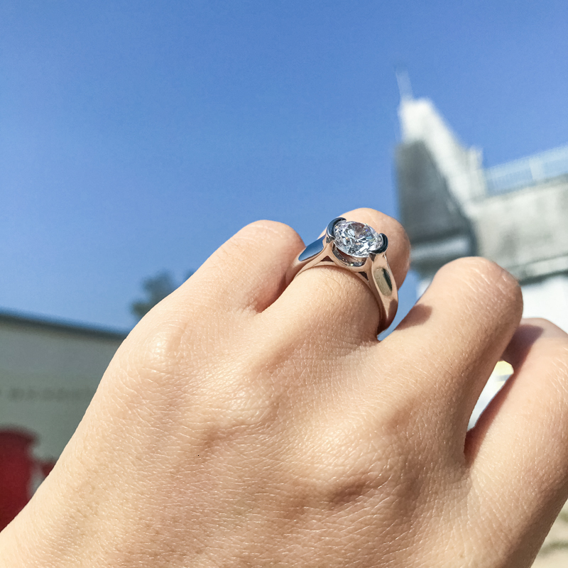 Solitaire Ring IOGOU 2ct Diamond Solitiare Engagement Rings For Women 100 925 Sterling Silver Bridal Wedding Band Bezel Setting 230109 - view 6