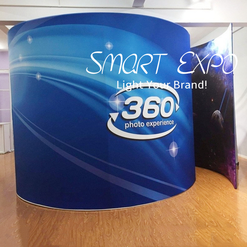 360 Photo Booth Enclosure Advertising Display Customizable Photobooth Backdrop with Double Custom Artworks Printing