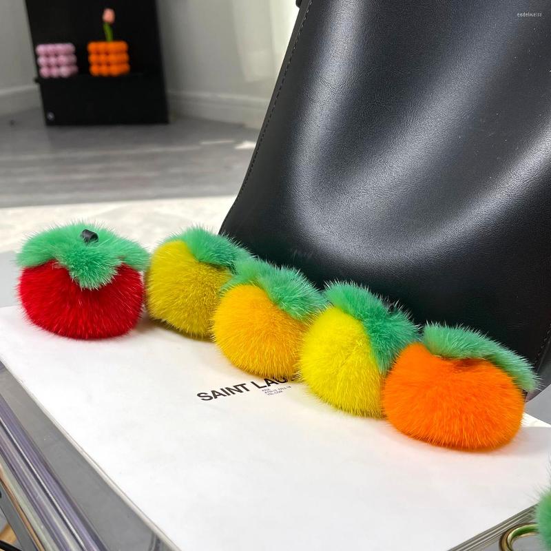 Keychains Keychains Real Persimmon Pendant Keychain Women Cute Toy Handbag Car Key Ornaments Girl Trinket Gift Accessories Ring R250728