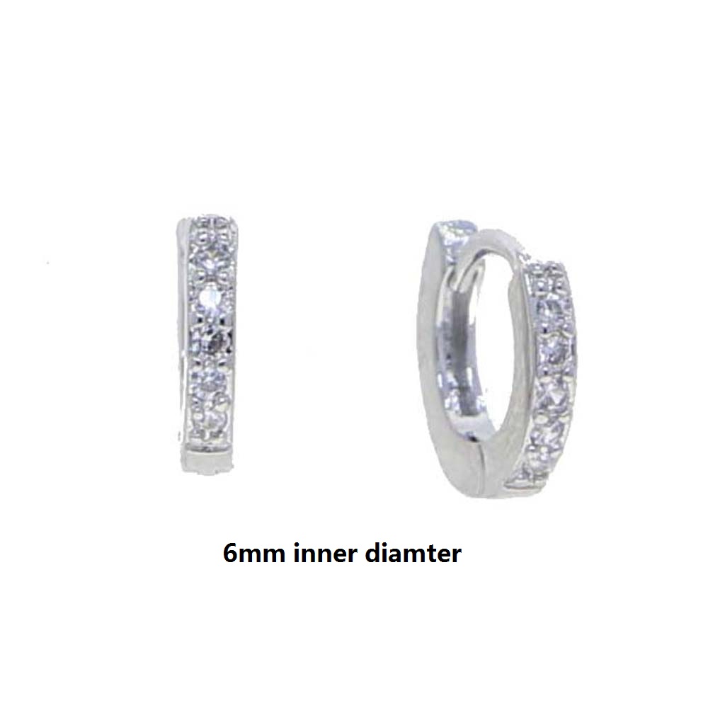 Elegant Gold-Tone Silver-CZ Pendant Huggies | Tiny Studs from 5mm up to 13mm Diameter