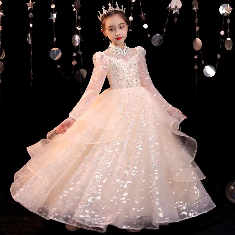 White Simple Lovely Flower Girls Dresses Jewel Long Sleeves With Applique Back Zipper Birthday Custom Made Formal Party Pageant Gowns For Kids 403 B03
