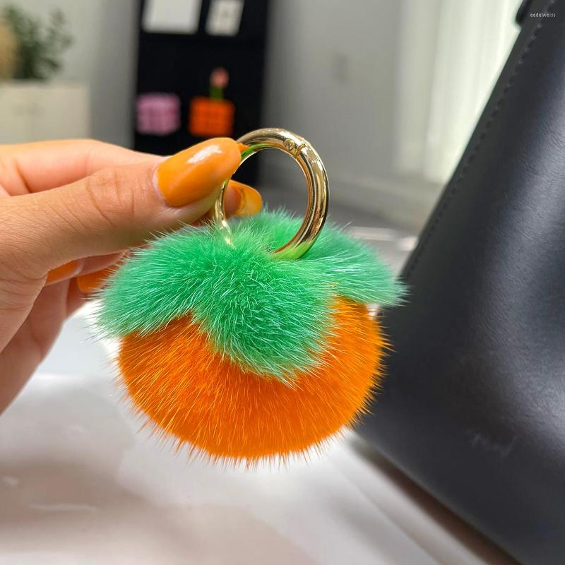 Keychains Keychains Real Persimmon Pendant Keychain Women Cute Toy Handbag Car Key Ornaments Girl Trinket Gift Accessories Ring R250728