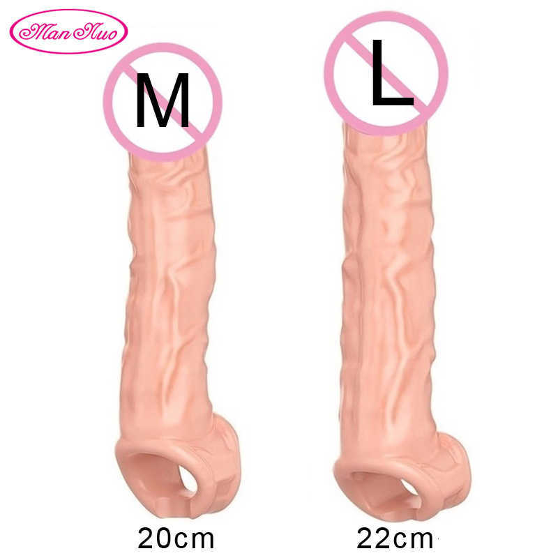 Sex Toy Massager Vibrator Realistic Penis Enlargement for Men Extension Sleeves Adults Intimate Goods Reusable Cock Rings Toys