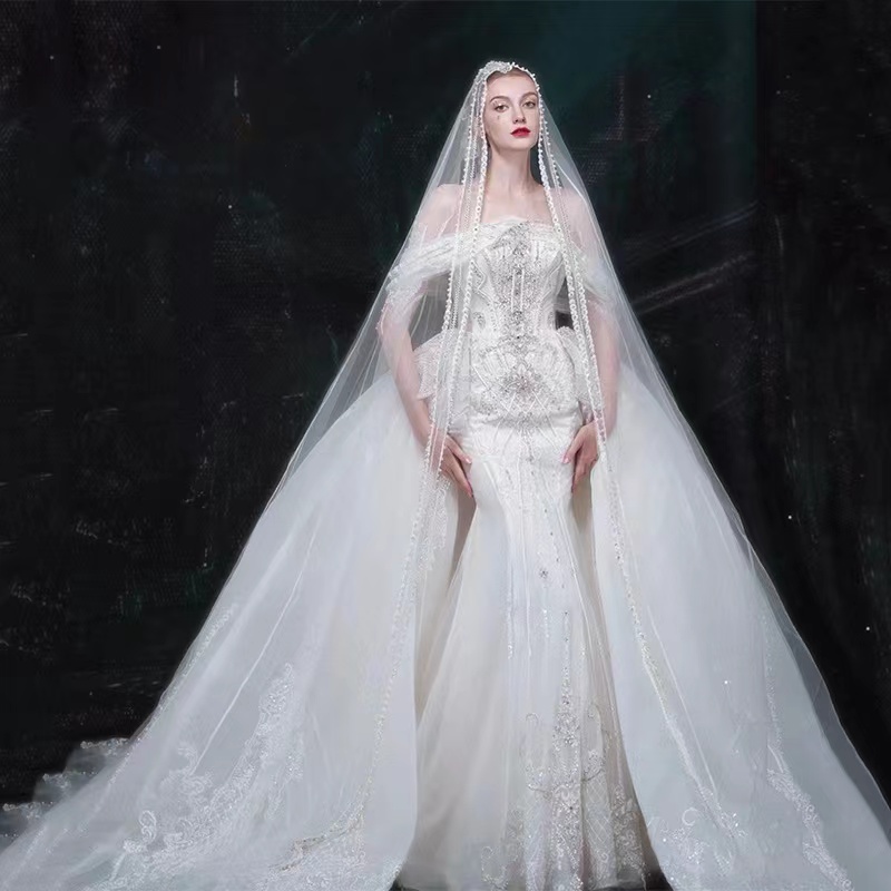 2023 Crystal Luxury Mermaid Wedding Dresses Bridal Gowns With Overskirts Off Shoulder Lace Ruched Sparkle Rhinstone Dubai Vestidos De Novia Custom Plus Size, White
2023 Crystal Luxury Mermaid Wedding Dresses Bridal Gowns With Overskirts Off Shoulder Lace Ruched Sparkle Rhinstone Dubai Vestidos De Novia Custom Plus Size, White