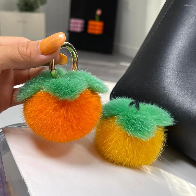 Keychains Keychains Real Persimmon Pendant Keychain Women Cute Toy Handbag Car Key Ornaments Girl Trinket Gift Accessories Ring R250728