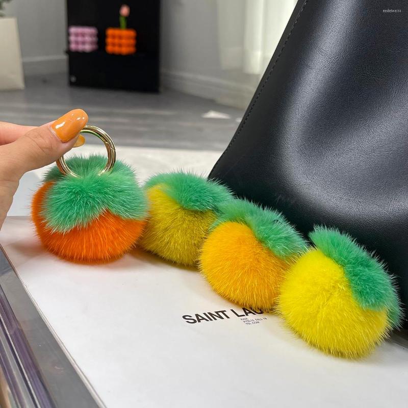 Keychains Keychains Real Persimmon Pendant Keychain Women Cute Toy Handbag Car Key Ornaments Girl Trinket Gift Accessories Ring R250728