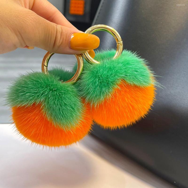 Keychains Keychains Real Persimmon Pendant Keychain Women Cute Toy Handbag Car Key Ornaments Girl Trinket Gift Accessories Ring R250728