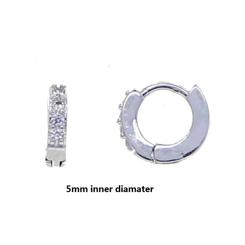 Elegant Gold-Tone Silver-CZ Pendant Huggies | Tiny Studs from 5mm up to 13mm Diameter